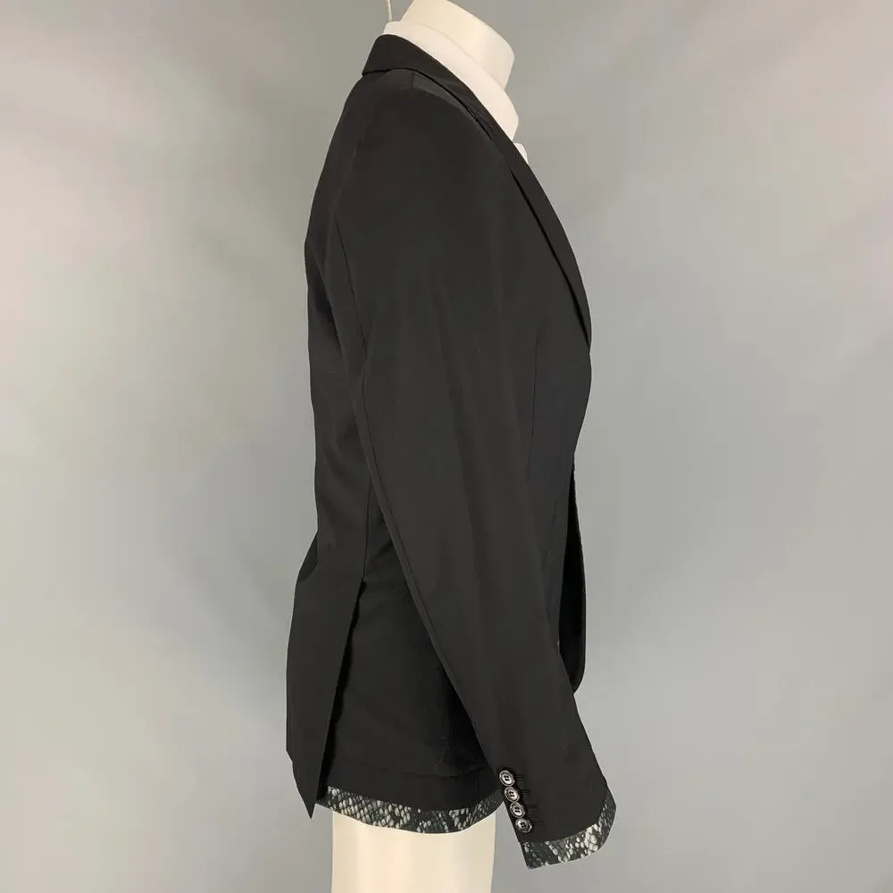 JOHN RICHMOND Size 38 Black Wool Peak Lapel Sport Coat